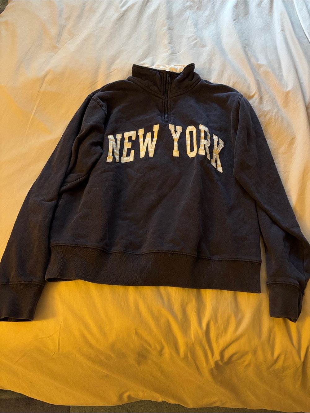 Brandy Melville Navy Quarter-Zip Sweatshirt with White